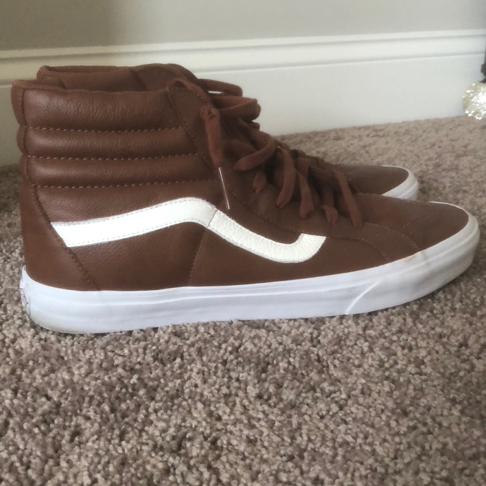 VANS Off The Wall Leather Hightop Brown Size 13